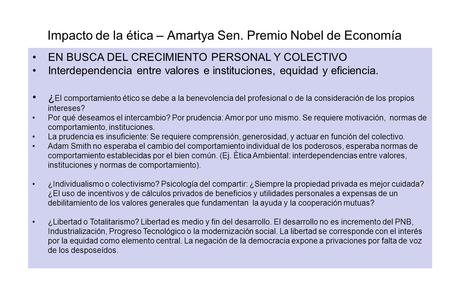 Impacto de la ética – Amartya Sen. Premio Nobel de Economía
