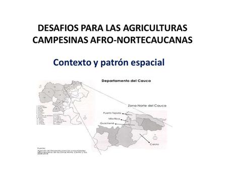 DESAFIOS PARA LAS AGRICULTURAS CAMPESINAS AFRO-NORTECAUCANAS Contexto y patrón espacial.