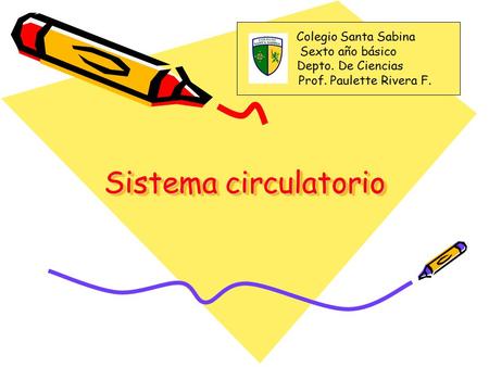 Sistema circulatorio Colegio Santa Sabina Sexto año básico