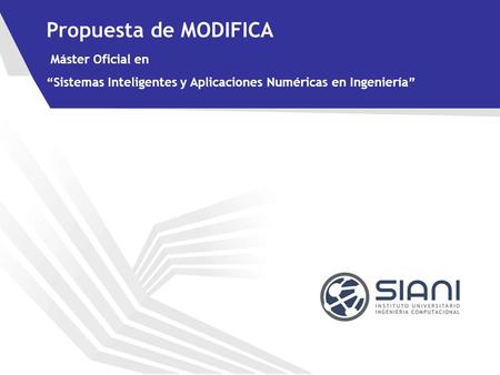 Propuesta de MODIFICA Máster Oficial en