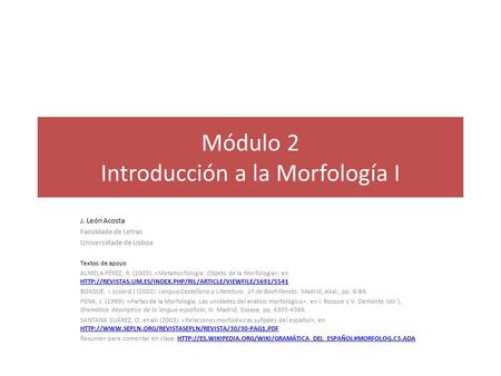Módulo 2 Introducción a la Morfología I