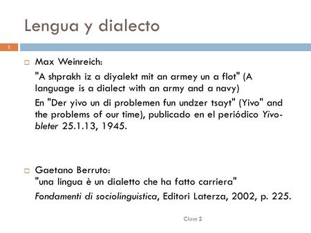 Lengua y dialecto Max Weinreich: