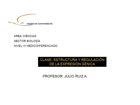 CLASE: ESTRUCTURA Y REGULACIÓN DE LA EXPRESIÓN GÉNICA