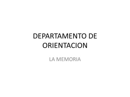 DEPARTAMENTO DE ORIENTACION
