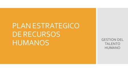 PLAN ESTRATEGICO DE RECURSOS HUMANOS