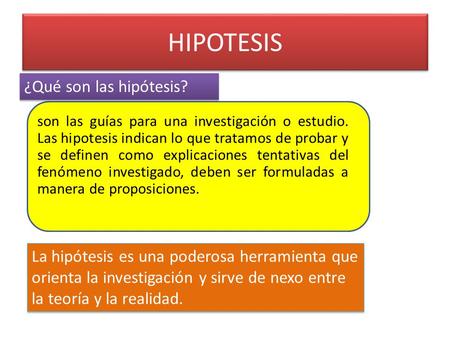 HIPOTESIS ¿Qué son las hipótesis?