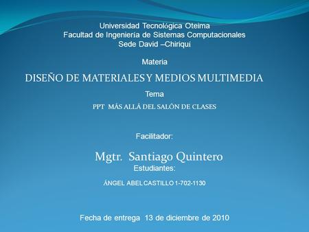 Mgtr. Santiago Quintero