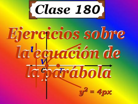Clase 180 Ejercicios sobre la ecuación de la parábola F V l y2 = 4px.