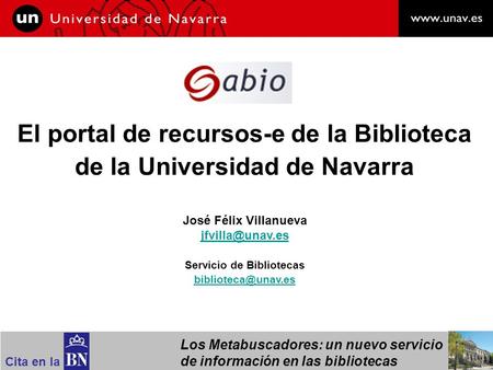 El portal de recursos-e de la Biblioteca de la Universidad de Navarra