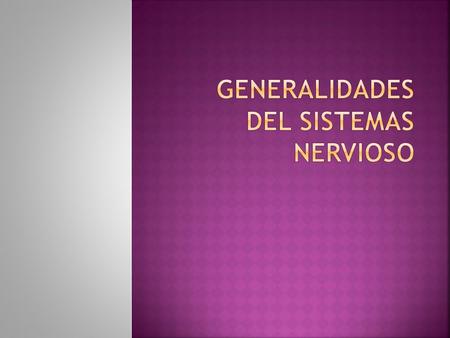 Generalidades del sistemas nervioso