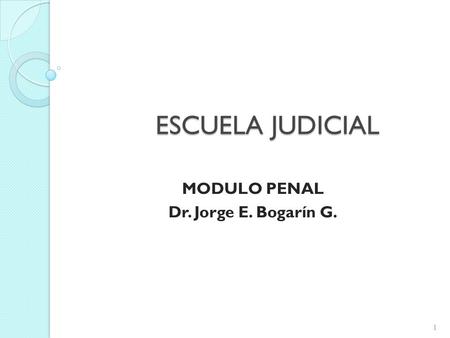 MODULO PENAL Dr. Jorge E. Bogarín G.