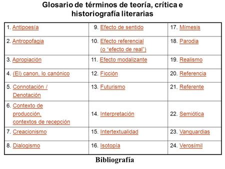 Glosario de términos de teoría, crítica e historiografía literarias