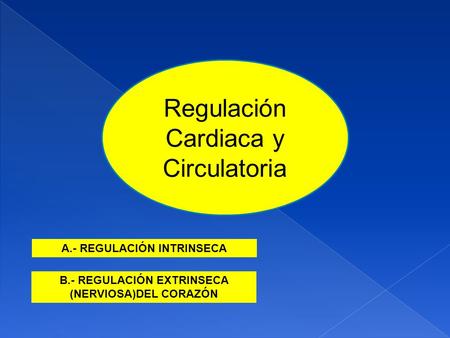 Regulación Cardiaca y Circulatoria A.- REGULACIÓN INTRINSECA