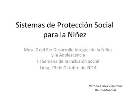 Sistemas de Protección Social para la Niñez
