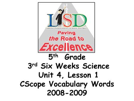 5 th Grade 3 rd Six Weeks Science Unit 4, Lesson 1 CScope Vocabulary Words 2008-2009.