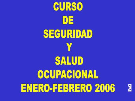 CURSO DE SEGURIDAD Y SALUD OCUPACIONAL ENERO-FEBRERO 2006.