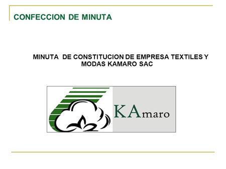 MINUTA DE CONSTITUCION DE EMPRESA TEXTILES Y MODAS KAMARO SAC