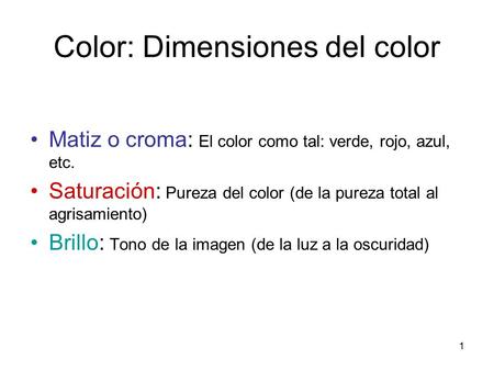Color: Dimensiones del color