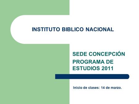 INSTITUTO BIBLICO NACIONAL