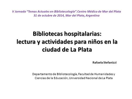 Bibliotecas hospitalarias: