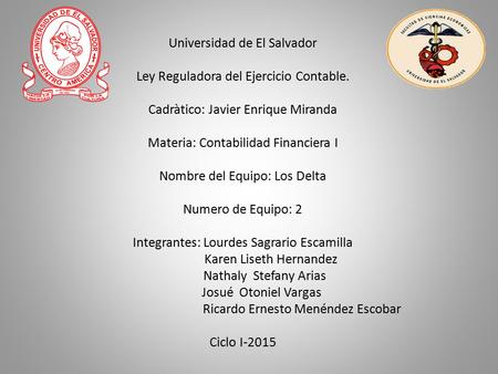 Universidad de El Salvador Ley Reguladora del Ejercicio Contable