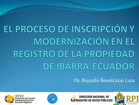 Dr, Bayardo Benalcázar Lara