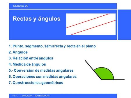 Rectas y ángulos 1. Punto, segmento, semirrecta y recta en el plano