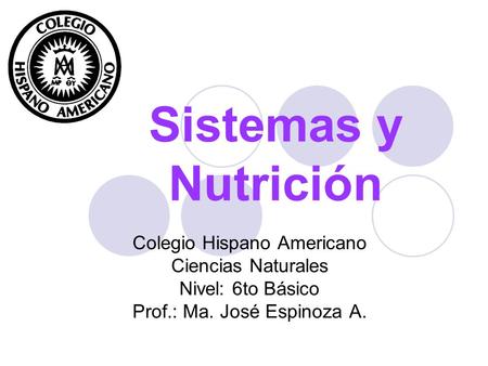 Sistemas y Nutrición Colegio Hispano Americano Ciencias Naturales
