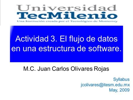 Actividad 3. El flujo de datos en una estructura de software. M.C. Juan Carlos Olivares Rojas Syllabus May, 2009.