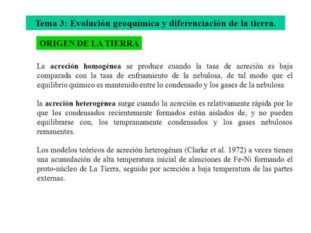 Tema 3: Evolución geoquímica y diferenciación de la tierra.