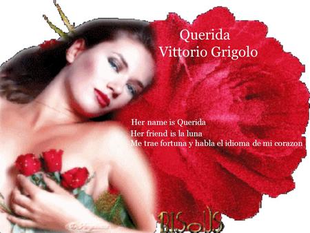 Querida Vittorio Grigolo Her name is Querida Her friend is la luna Me trae fortuna y habla el idioma de mi corazon.