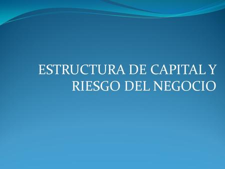 ESTRUCTURA DE CAPITAL Y RIESGO DEL NEGOCIO