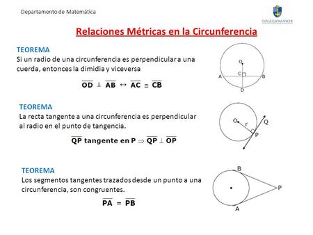 Relaciones Métricas en la Circunferencia