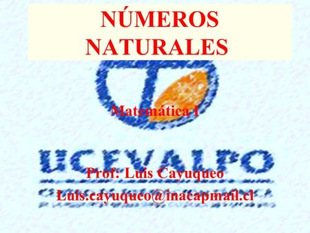 Matemática I Prof: Luis Cayuqueo