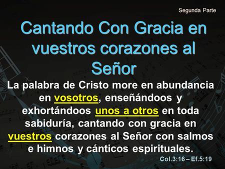 Cantando Con Gracia en vuestros corazones al Señor