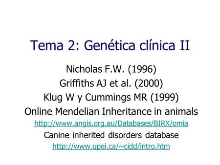 Tema 2: Genética clínica II