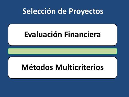 Selección de Proyectos Evaluación FinancieraMétodos Multicriterios.