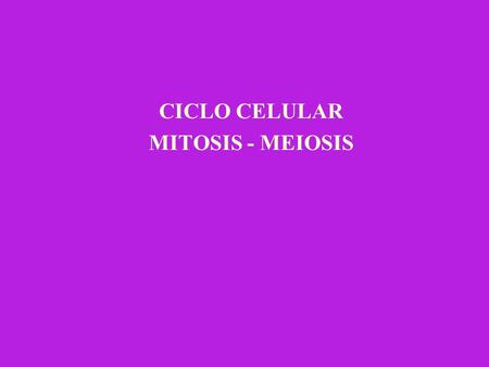 CICLO CELULAR MITOSIS - MEIOSIS