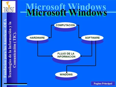 Microsoft Windows Fundacion para las Americas -OEA Tecnologias de la Informaciòn y la Comunicaciòn ( TIC). Microsoft Windows Pagina Principal COMPUTACION.