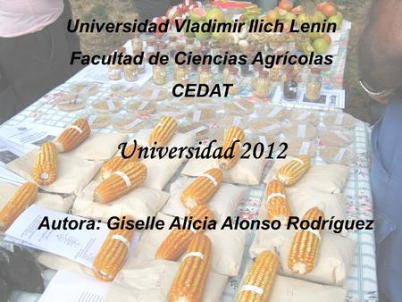 Universidad Vladimir Ilich Lenin Facultad de Ciencias Agrícolas CEDAT Universidad 2012 Autora: Giselle Alicia Alonso Rodríguez.