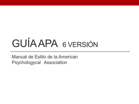 Manual de Estilo de la American Psychologycal Association