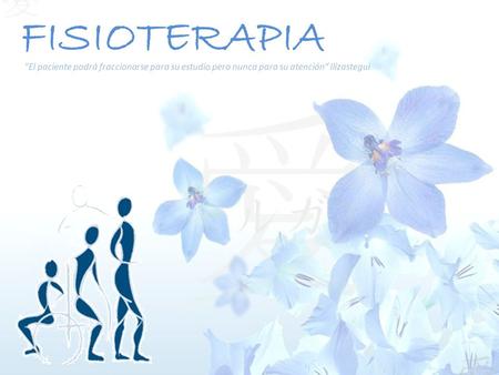 FISIOTERAPIA El paciente podrá fraccionarse para su estudio pero nunca para su atención“ Ilizastegui.