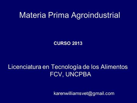 Materia Prima Agroindustrial