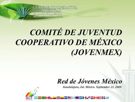COMITÉ DE JUVENTUD COOPERATIVO DE MÉXICO (JOVENMEX) Red de Jóvenes México Guadalajara, Jal. México. Septiembre 21, 2009.