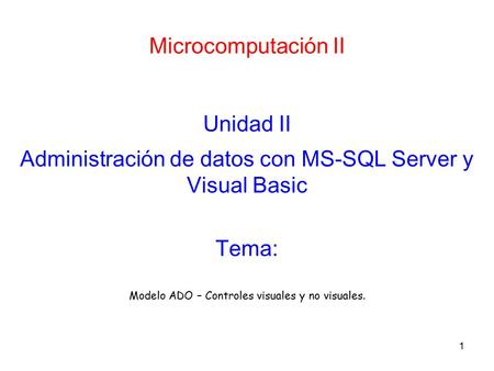 Administración de datos con MS-SQL Server y Visual Basic
