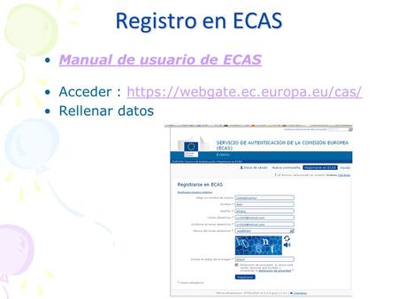 Registro en ECAS Manual de usuario de ECAS