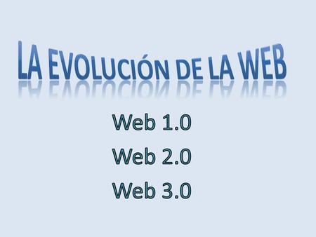 La evolución de la WEB Web 1.0 Web 2.0 Web 3.0.