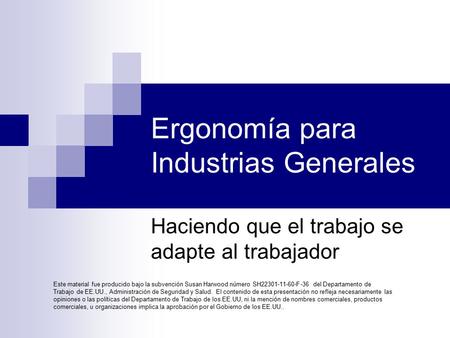 Ergonomía para Industrias Generales