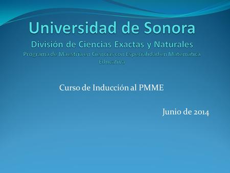 Curso de Inducción al PMME Junio de 2014