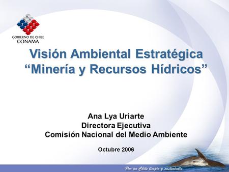 Visión Ambiental Estratégica “Minería y Recursos Hídricos” Ana Lya Uriarte Directora Ejecutiva Comisión Nacional del Medio Ambiente Octubre 2006.